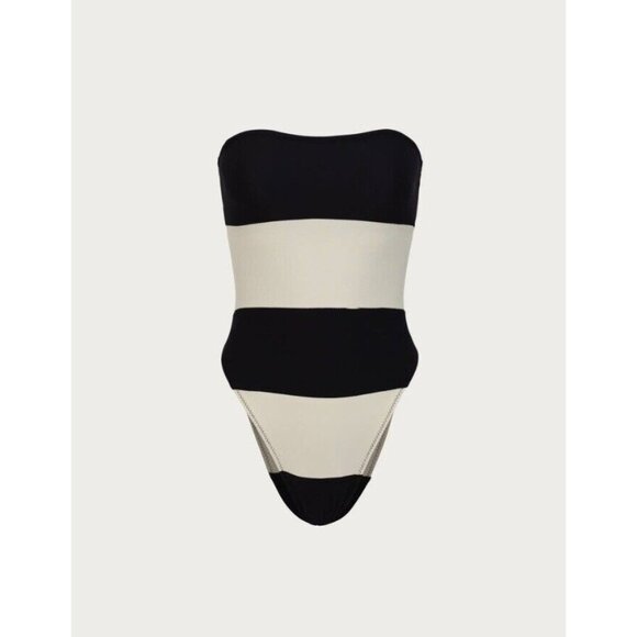 SAME Los Angeles One Piece Swimsuit Womens  Color  Suede Cream/Black Size Large - Picture 1 of 10